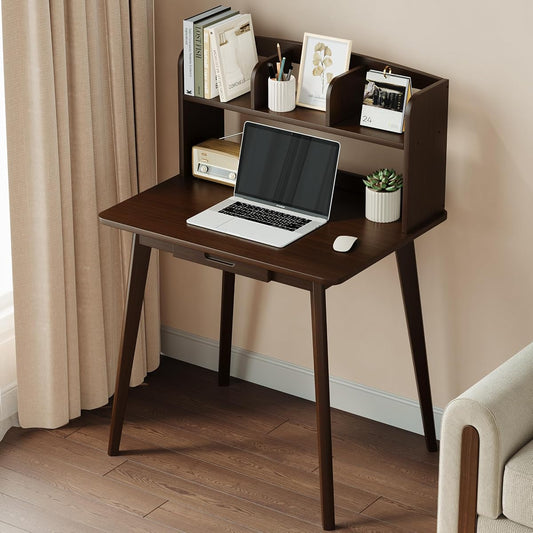 IOTXY Small Writing Desk with Hutch - 31.5" Work Computer Study Table