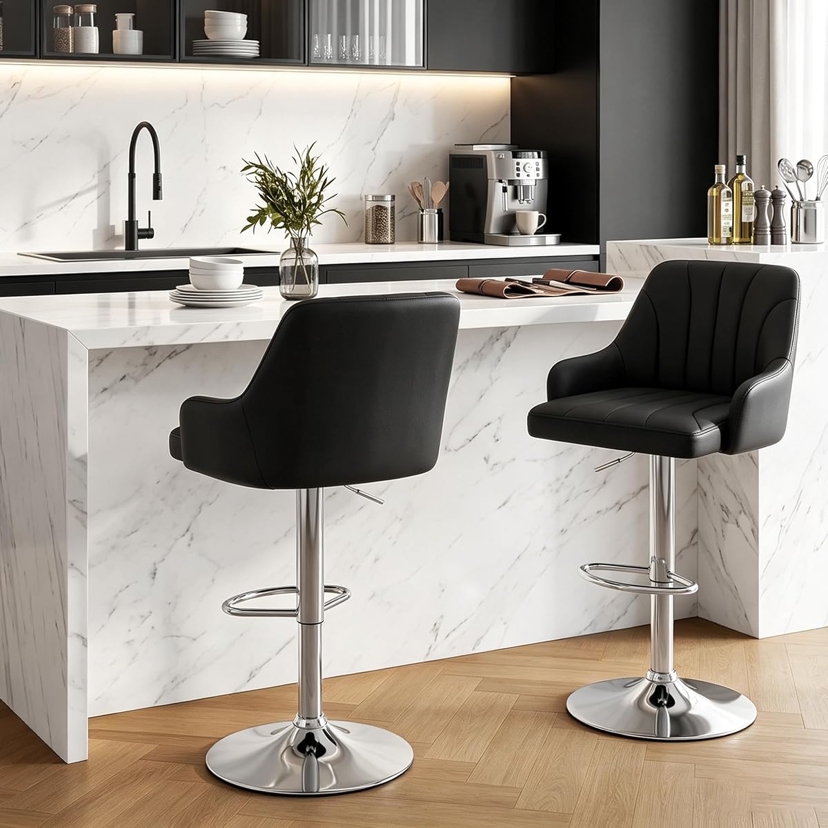 Bar Stools Set of 2, Adjustable Barstools
