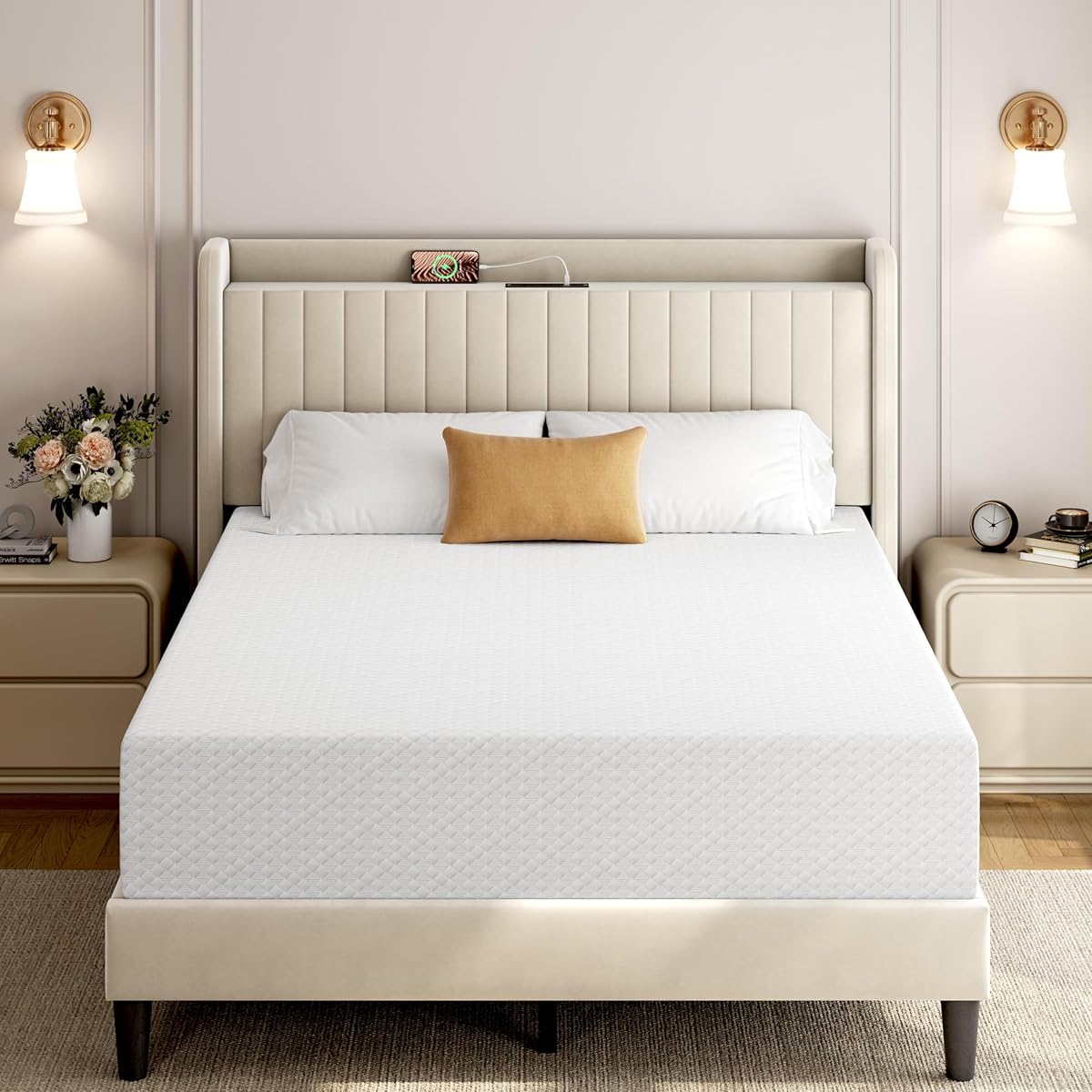 Yaheetech 12 Inch Queen Mattress, 3-Layer Cooling Gel Memory Foam Mattress