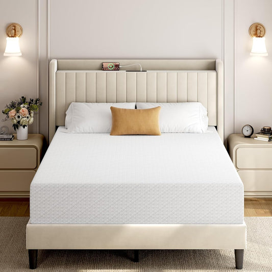 Yaheetech 12 Inch Queen Mattress, 3-Layer Cooling Gel Memory Foam Mattress