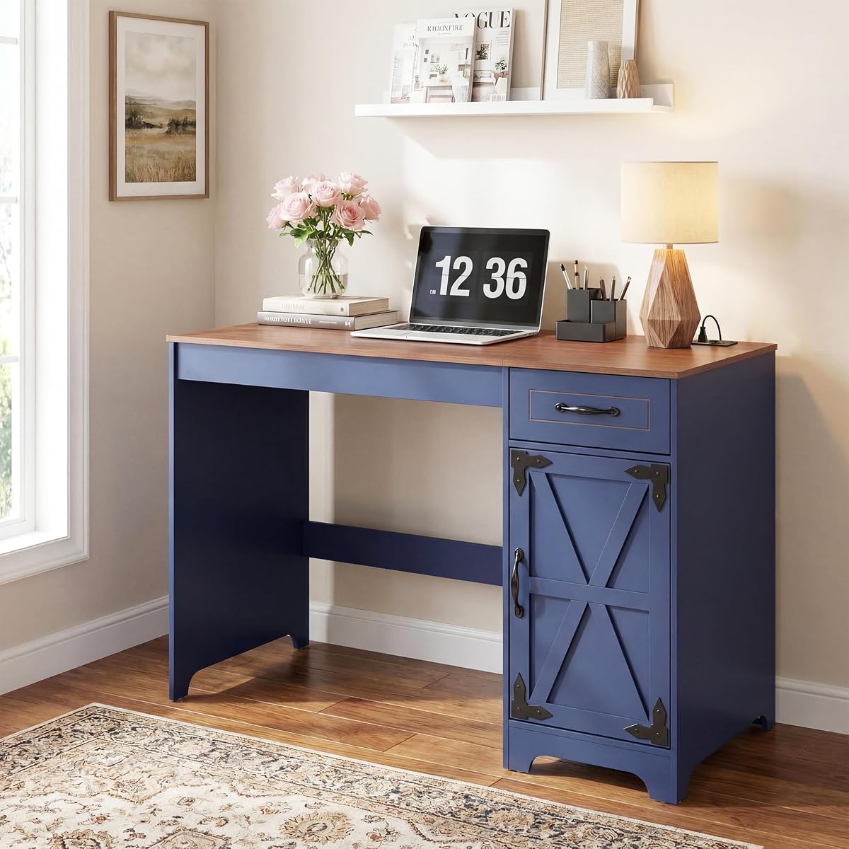 43" Farmhouse Desk with Power Outlet