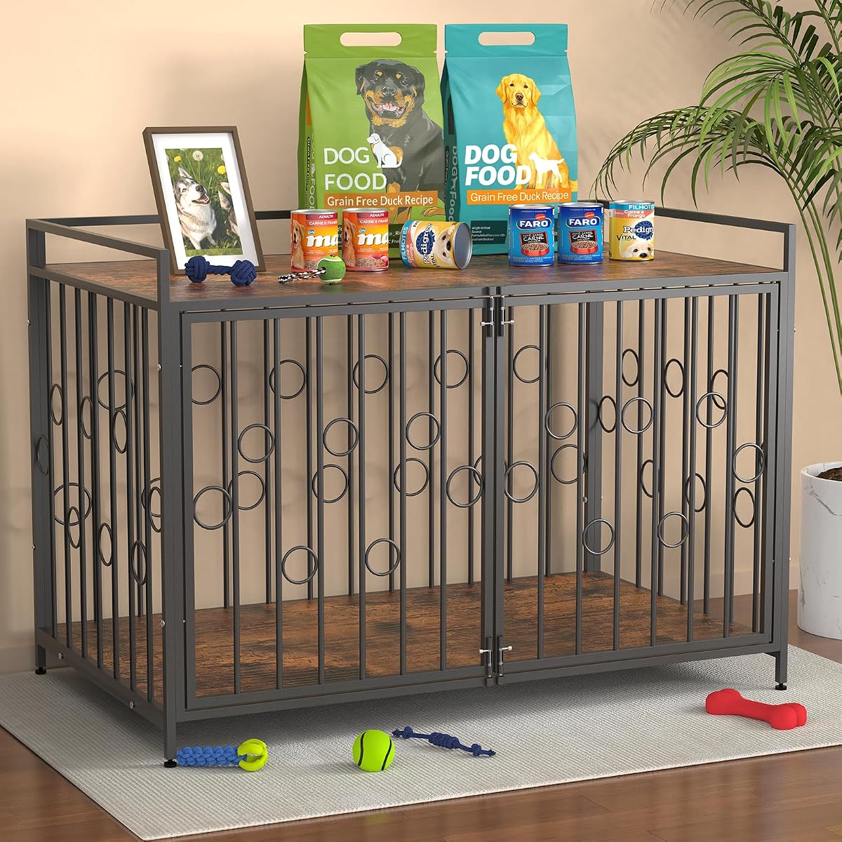 42" Dog Crate Furniture Style, Decorative Wooden Dog Cage