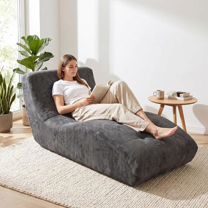 Chaise Lounge Chair Indoor, Oversized Boneless Sofa Bed with Pillow
