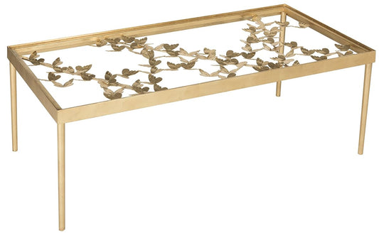 Safavieh FOX2589A Home Collection Rosalia Butterfly Coffee Table, Antique Gold