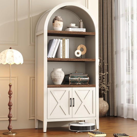 71" Tall Arched Bookcase, 5-Tier Arched Bookshelf