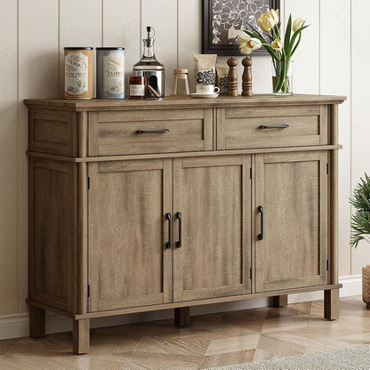 48 Inch Buffet Cabinet with Storage, Washed Grey