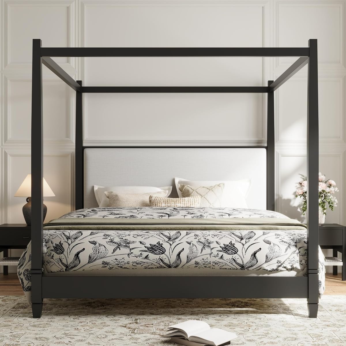 Cara Wooden Canopy King Bed Frame with Headboard
