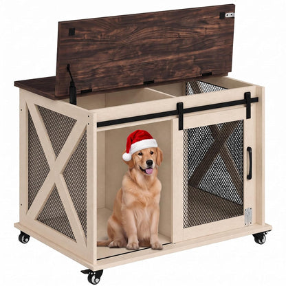 Dog Crate Furniture, 37" Dog Kennel Furniture, Farmhouse Dog Crate