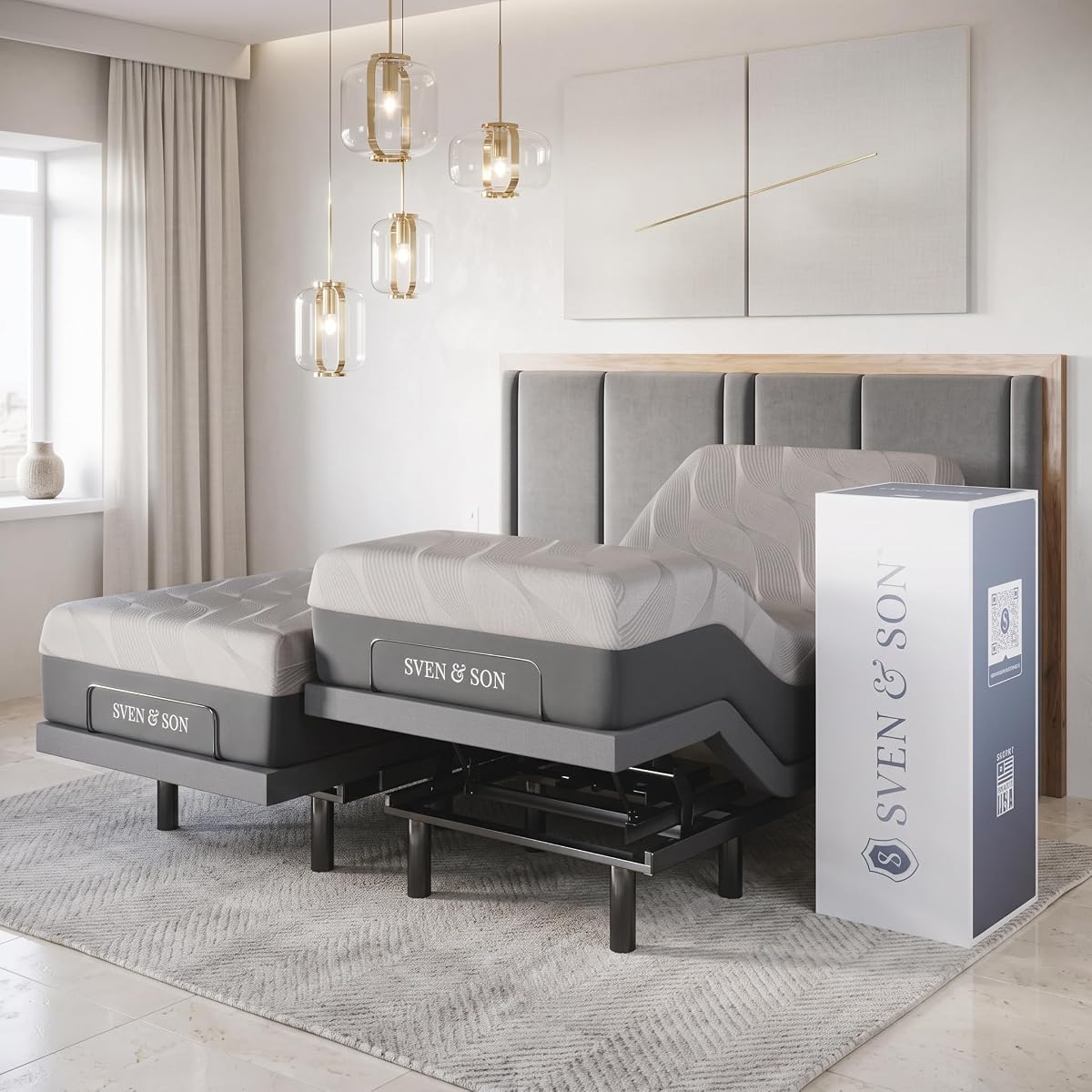 Sven & Son Classic Adjustable Bed Base, Head and Foot Lift, Massage
