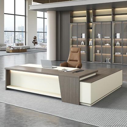 79" Executive L-Shaped Desk, 2" Top, LED, Power, Left Return