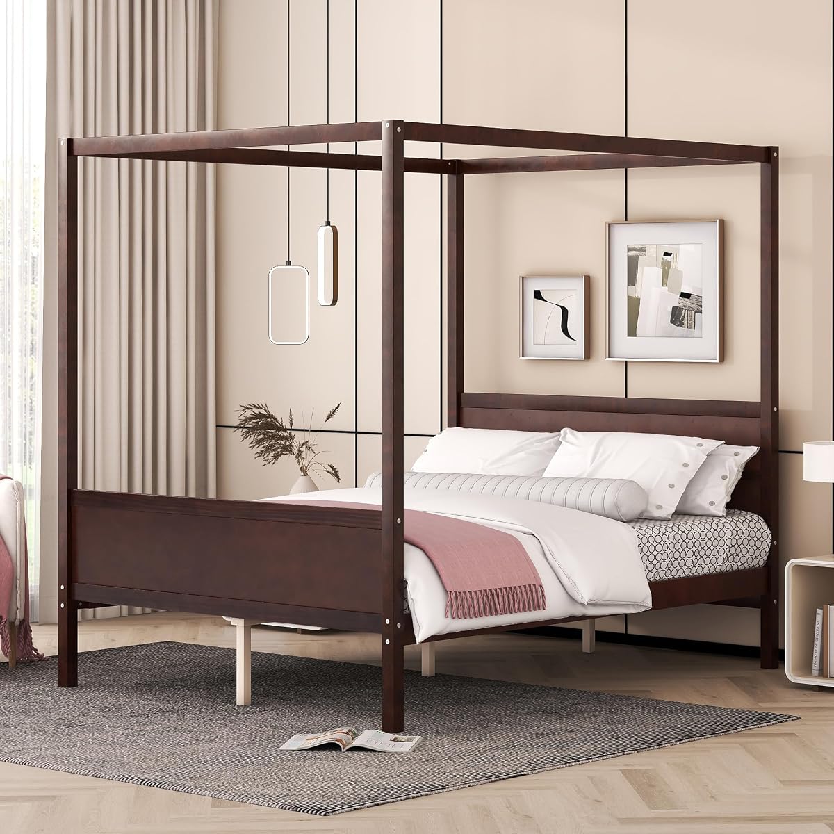 GDFStudio Queen Size Canopy Bed Frame