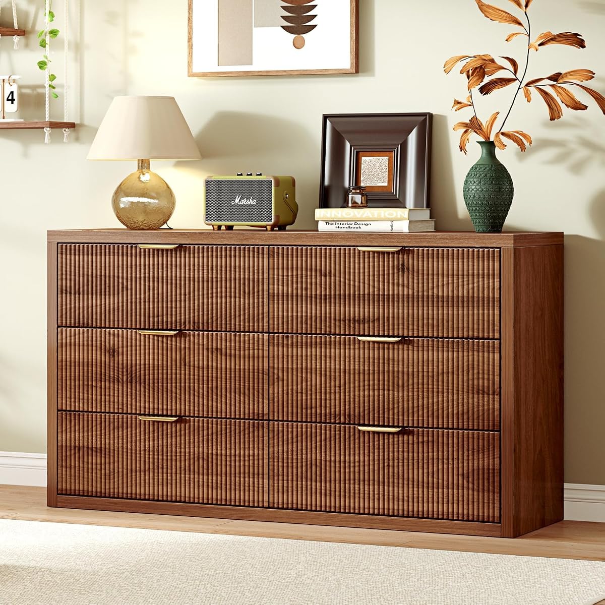 55.12" Modern Chest of Drawer, 6 Deep Drawers, Clothes Organizer