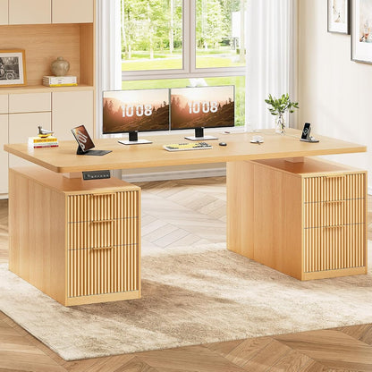 Electric Standing Desk with 6 Drawers, 55" Adjustable Stand up Desk with Storage
