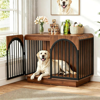39.3" Fluted Wooden Dog Crate Furniture