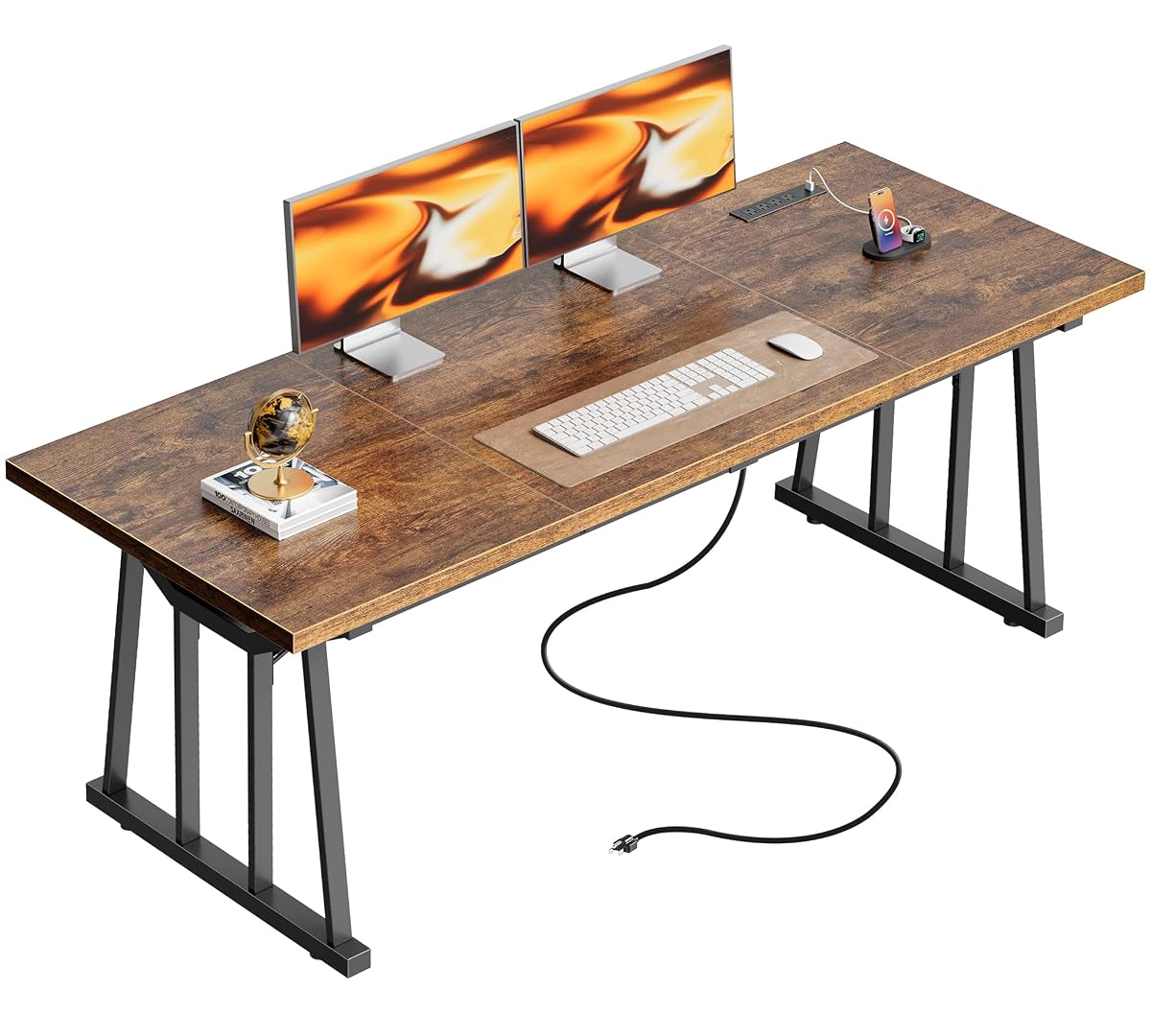 71'' Large Office Desk with Power Outlets, 25mm Thicker Desktop