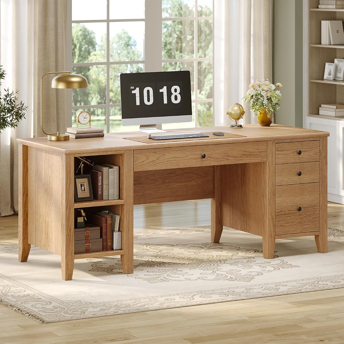 58'' Solid Pine Wood Computer Desk