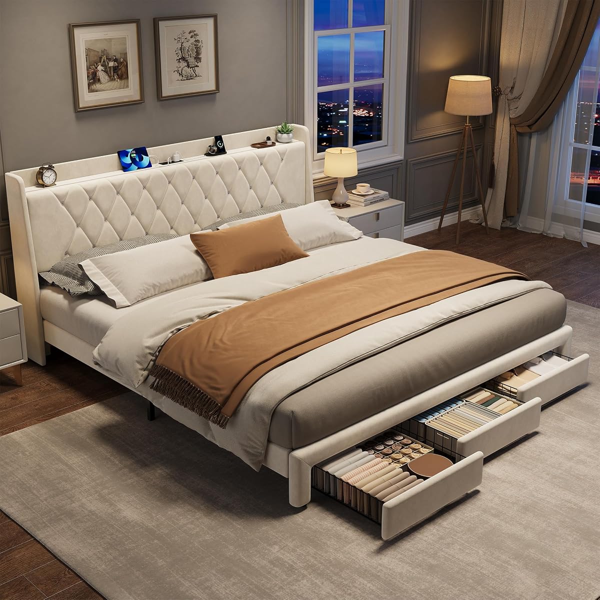 King Size Bed Frame with Storage