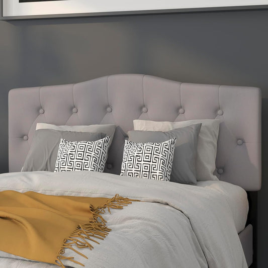 Cambridge Tufted Upholstered Full Size Headboard in Light Gray Fabric