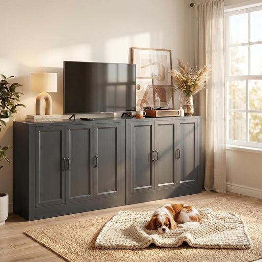 Modern TV Stand for Living Room, 78" W Buffet Cabinet with Storage