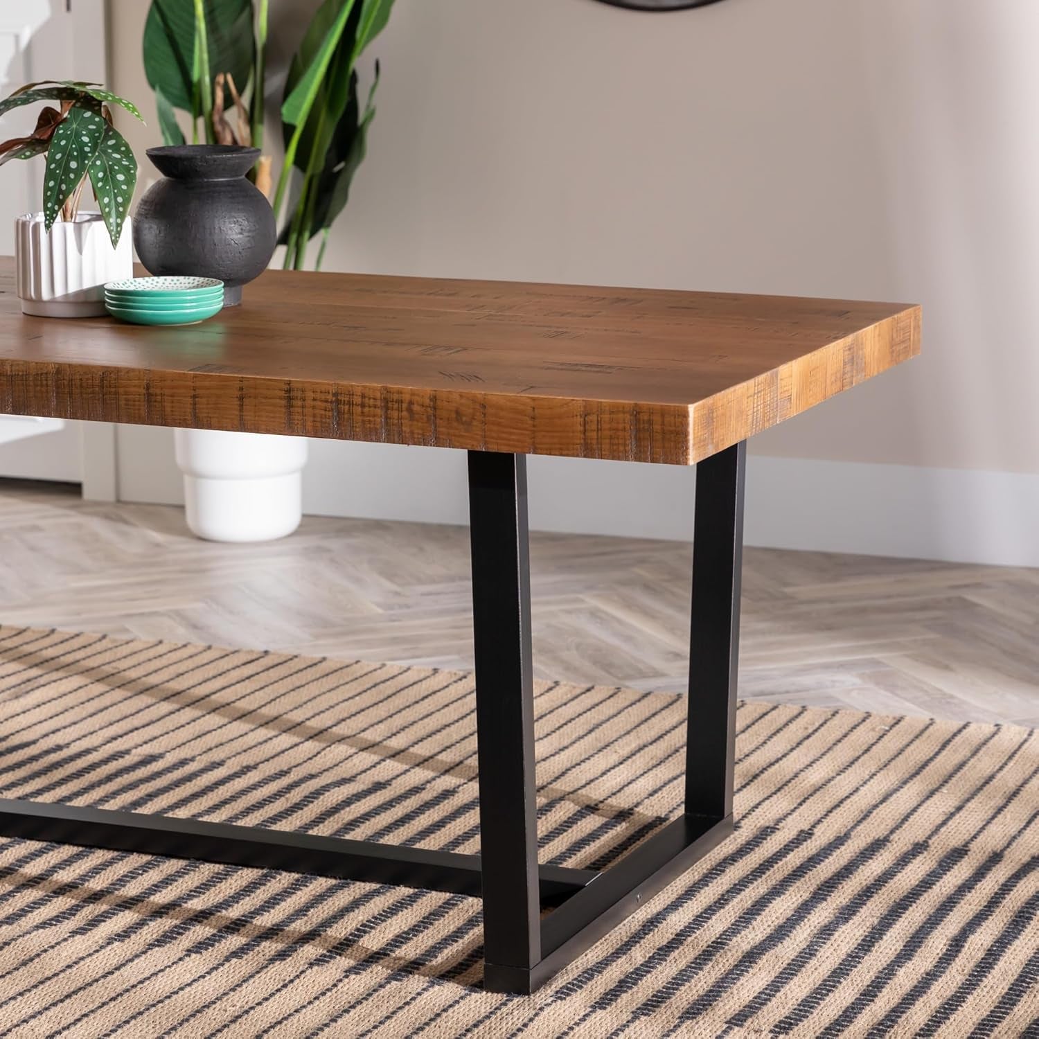 Durango Distressed Solid Wood Dining Table, 72 Inch, Rustic Oak