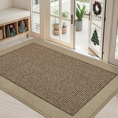 Indoor Door Mat 32" X 48", Dirt Trapper Door Mats Non-Slip Entryway Rugs Washable, Resist Dirt Absorbent Welcome Mat, Low Profile Floor Mats for Front Back Door and Entryway, Taupe