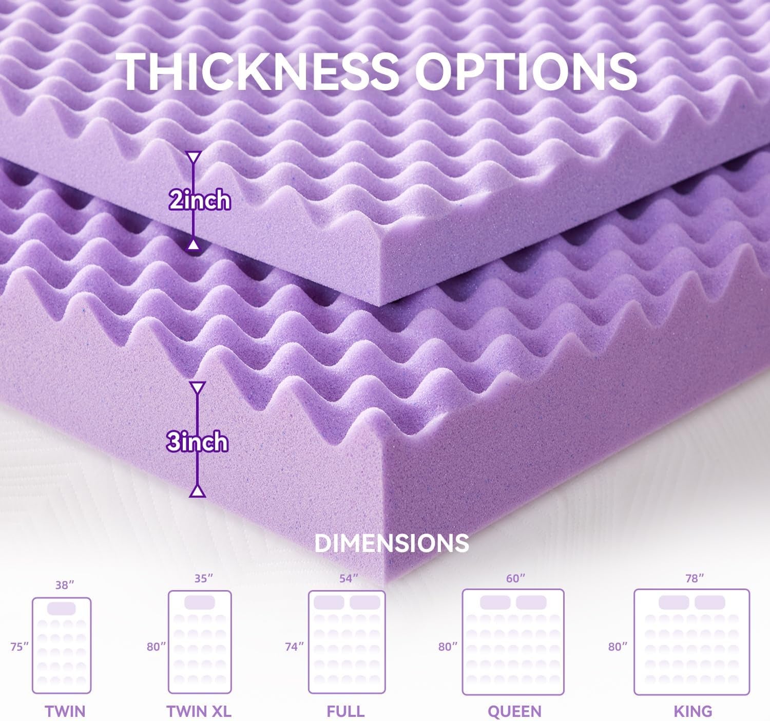2 Inch Egg Crate Memory Foam Mattress Topper Twin Size, Soft Mattress Pad for Back Pain Relief, Bed Topper, Certipur-Us Certified