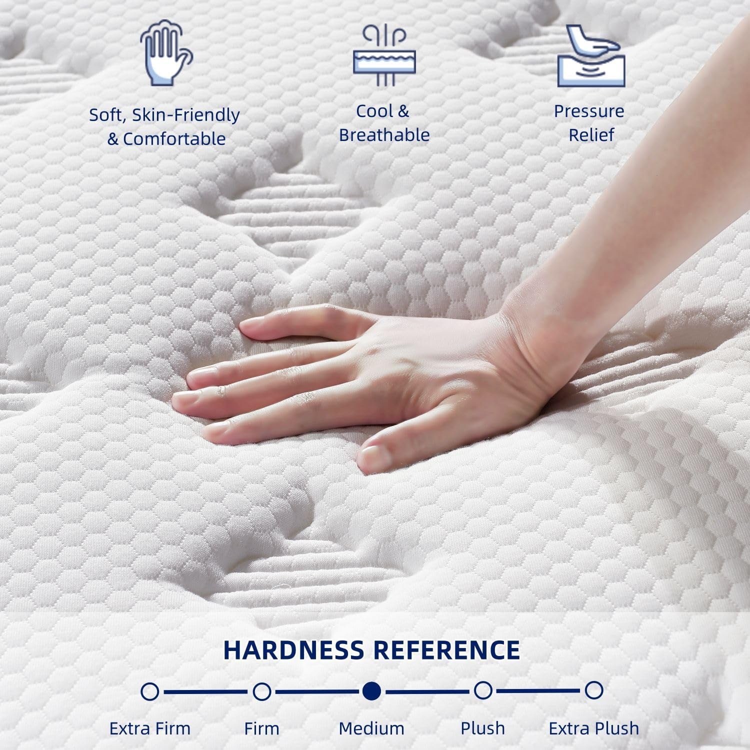 14 Inch Medium Firm King Size Mattress [Upgraded] King Hybrid Mattresses in a Box with Gel Memory Foam & Pocket Springs, Strong Edge Support,Pressure Relief,Certipur-Us,365-Night Trial