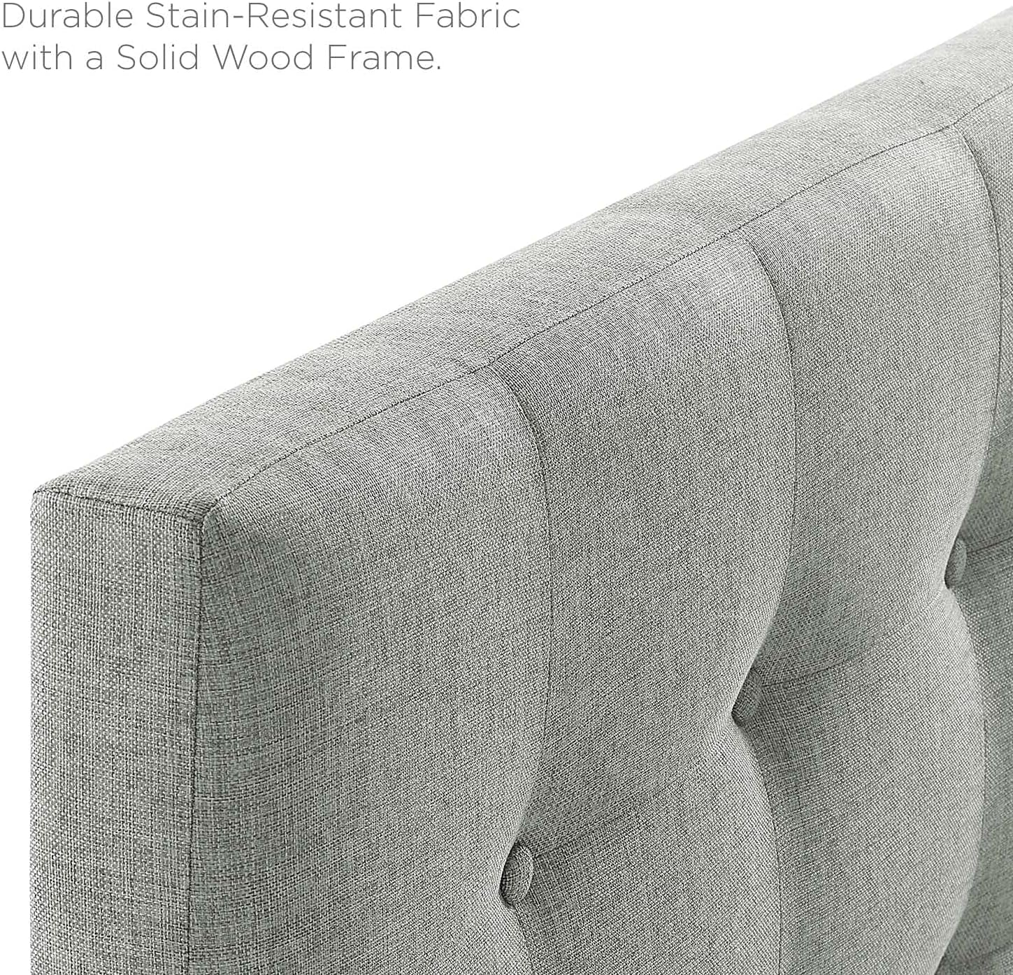 Emily Tufted Button Linen Fabric Upholstered Full Headboard in Gray