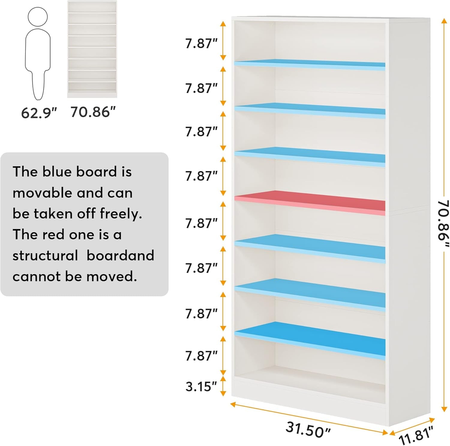 Shoe Cabinet, 9 Tiers 40-45 Pairs Heavy Duty Wood Freestanding Shoe Storage Cabinet, 70.8'' Tall Shoe Cabinet with Open Storage for Entryway, White