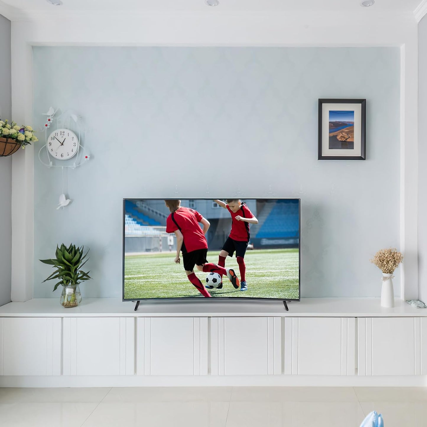 Universal TV Stand - 2Pcs TV Legs for Screens to 32-55In Table Holder Stand Tabletop Mount with Screws - Easy Installation Plastic Television Legs Mounting Brackets Black