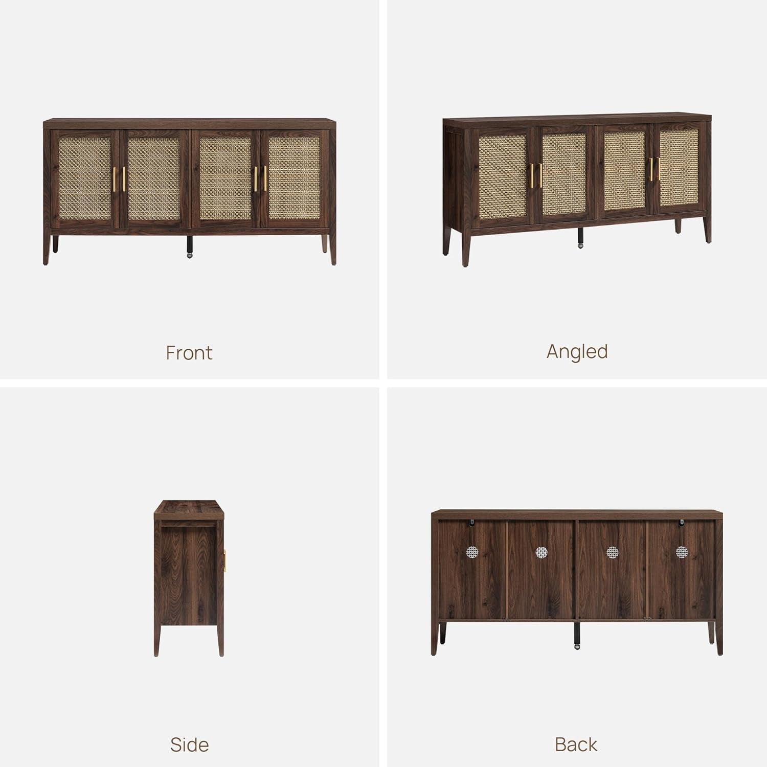 TV Stands for Living Room-Entertainment Center with Storage for Bedroom-Mid Century Modern Television Stands with 4 Doors 59" Media Console TV Cabinet Credenza for 45 50 55 60 65 Inch Tvs