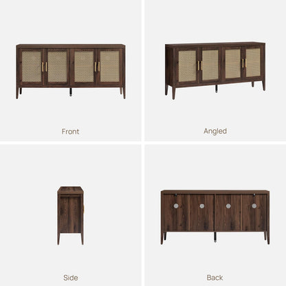 TV Stands for Living Room-Entertainment Center with Storage for Bedroom-Mid Century Modern Television Stands with 4 Doors 59" Media Console TV Cabinet Credenza for 45 50 55 60 65 Inch Tvs