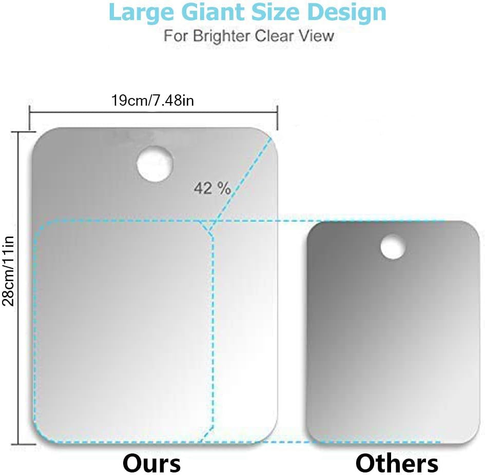 Deluxe Large Fogless Shower Mirror, Fogless Shaving Mirror(7.48 in X 11 In), Anit-Fog Shaving Mirror with Hook, Fog Free Wall Hanging Makeup Mirror, anti Fog Shatterproof Mirror in Bathroom