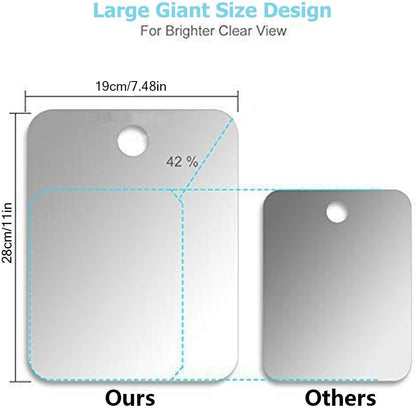 Deluxe Large Fogless Shower Mirror, Fogless Shaving Mirror(7.48 in X 11 In), Anit-Fog Shaving Mirror with Hook, Fog Free Wall Hanging Makeup Mirror, anti Fog Shatterproof Mirror in Bathroom