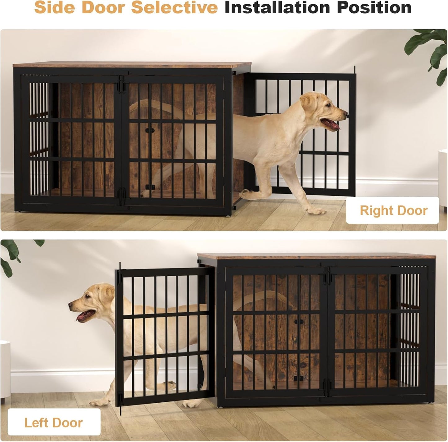 33" Heavy Duty Dog Crate Furniture, Wooden Dog Cage Kennel for Small and Medium Dogs, Dog Kennel Indoor with Side Door, Decorative Pet House End Table, Brown