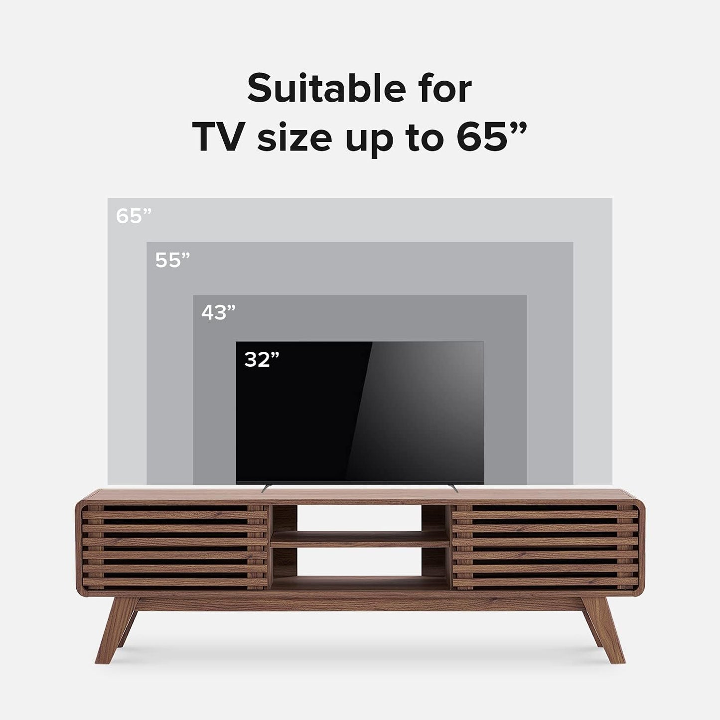 Ensley TV Stand, Mid Century Modern for 55/60/65 Inch TV, Farmhouse TV Stand, Entertainment Center with Storage, TV and Media Console for Living Room (Walnut, 59" Low)
