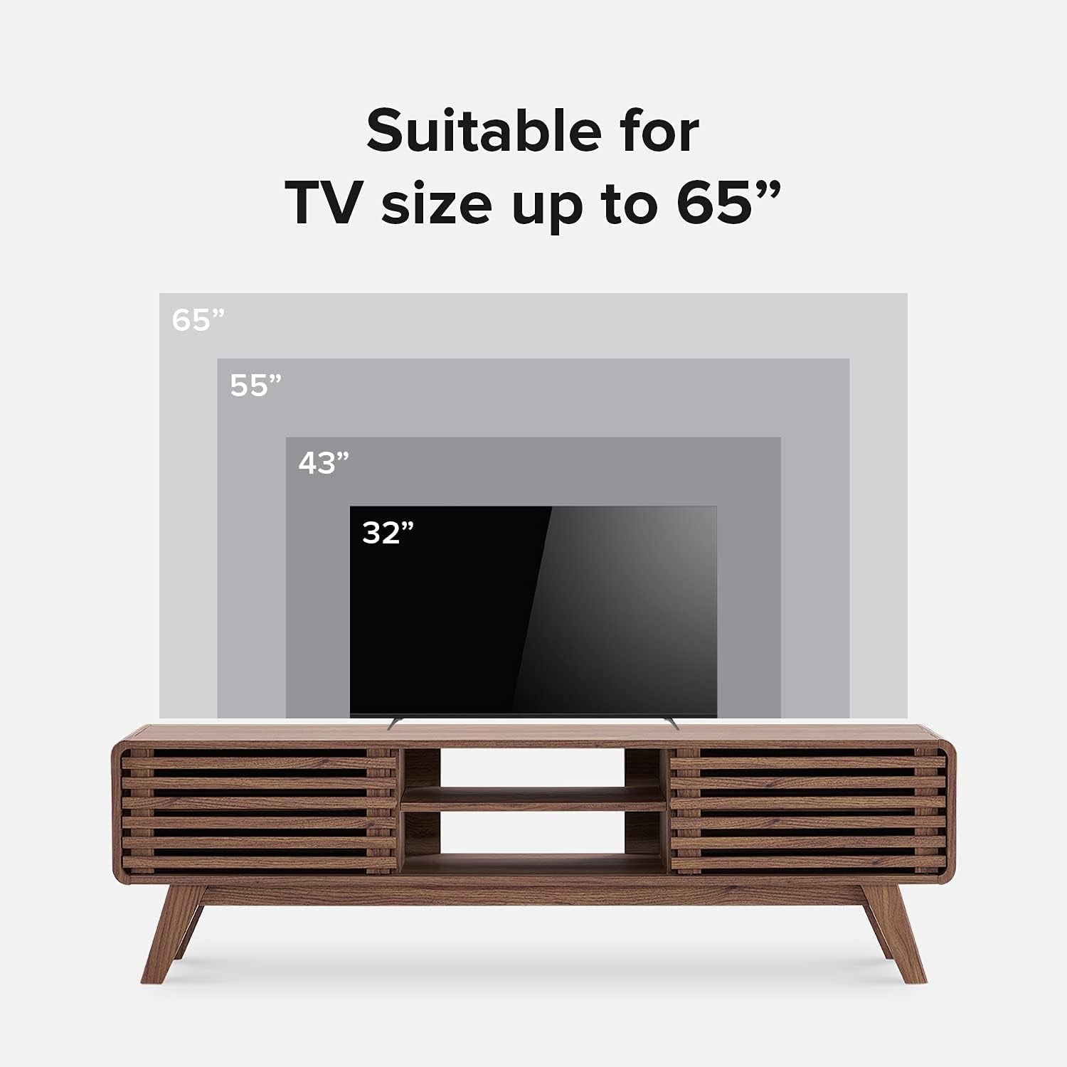 Ensley TV Stand, Mid Century Modern for 55/60/65 Inch TV, Farmhouse TV Stand, Entertainment Center with Storage, TV and Media Console for Living Room (Walnut, 59" Low)