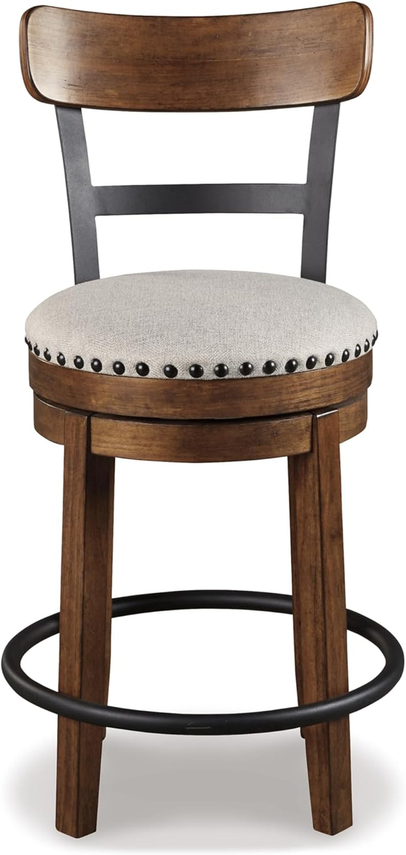Valebeck Rustic Farmhouse 24.5” Counter Height Swivel Bar Stool, Brown