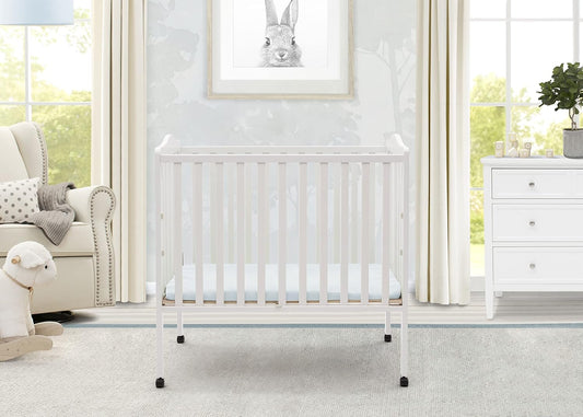 Folding Portable Mini Baby Crib with 1.5-Inch Mattress - Greenguard Gold Certified, White