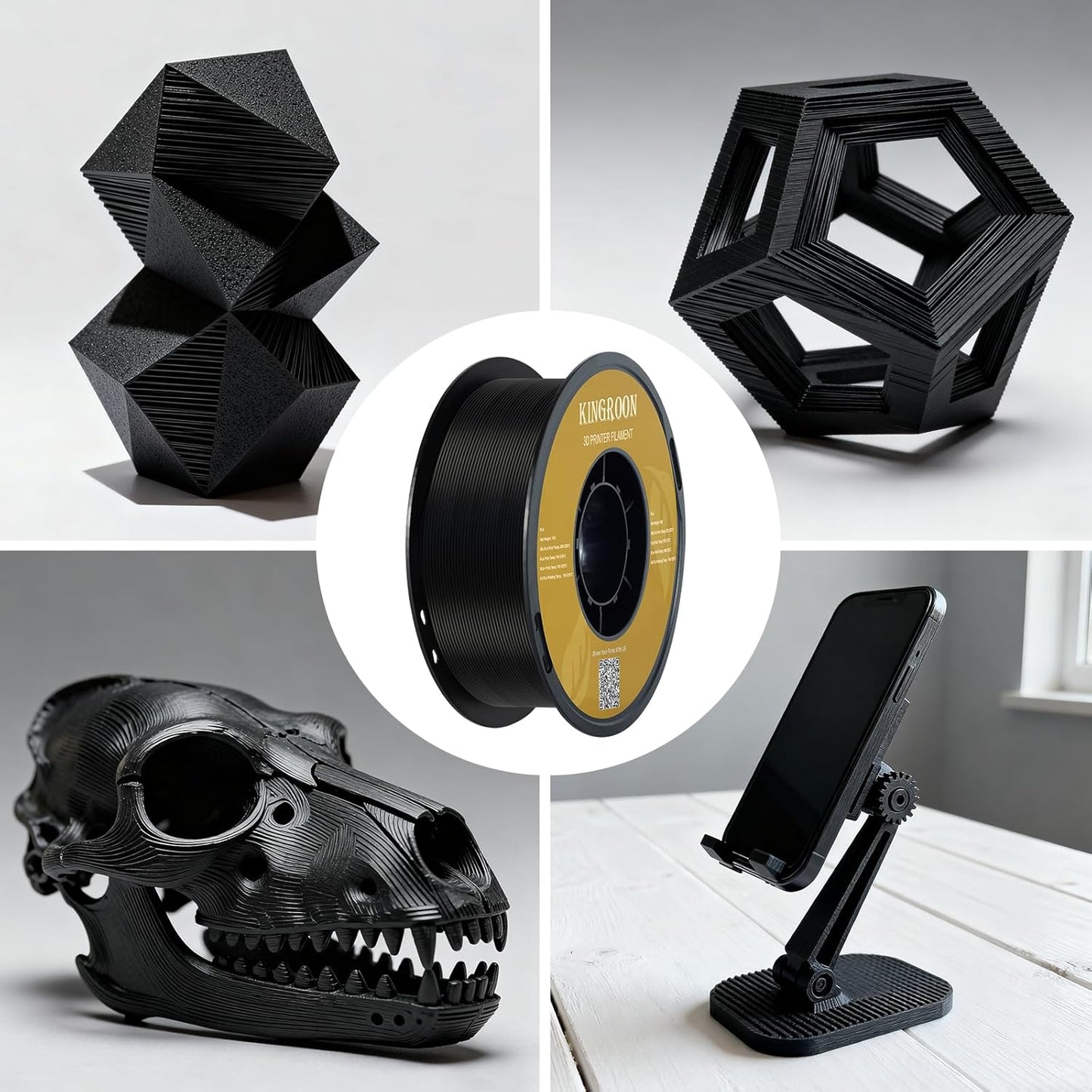 High Speed PLA 3D Printer Filament 1.75Mm, 3D Printer Rapid Filament for 30-600Mm/S Hyper Printing Filament, Dimensional Accuracy +/- 0.03 Mm, 1Kg Plastic Spool(2.2Lbs) (Black)