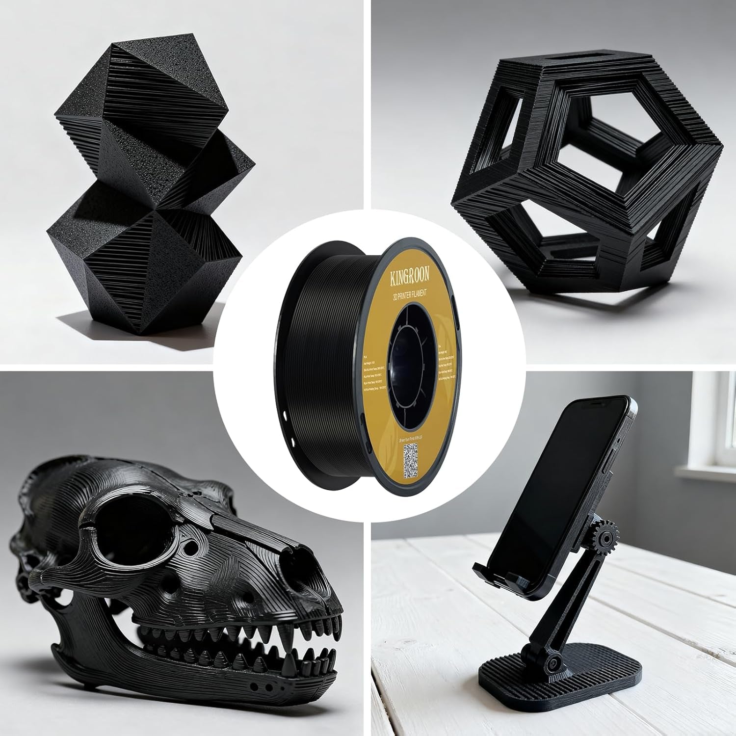 High Speed PLA 3D Printer Filament 1.75Mm, 3D Printer Rapid Filament for 30-600Mm/S Hyper Printing Filament, Dimensional Accuracy +/- 0.03 Mm, 1Kg Plastic Spool(2.2Lbs) (Black)