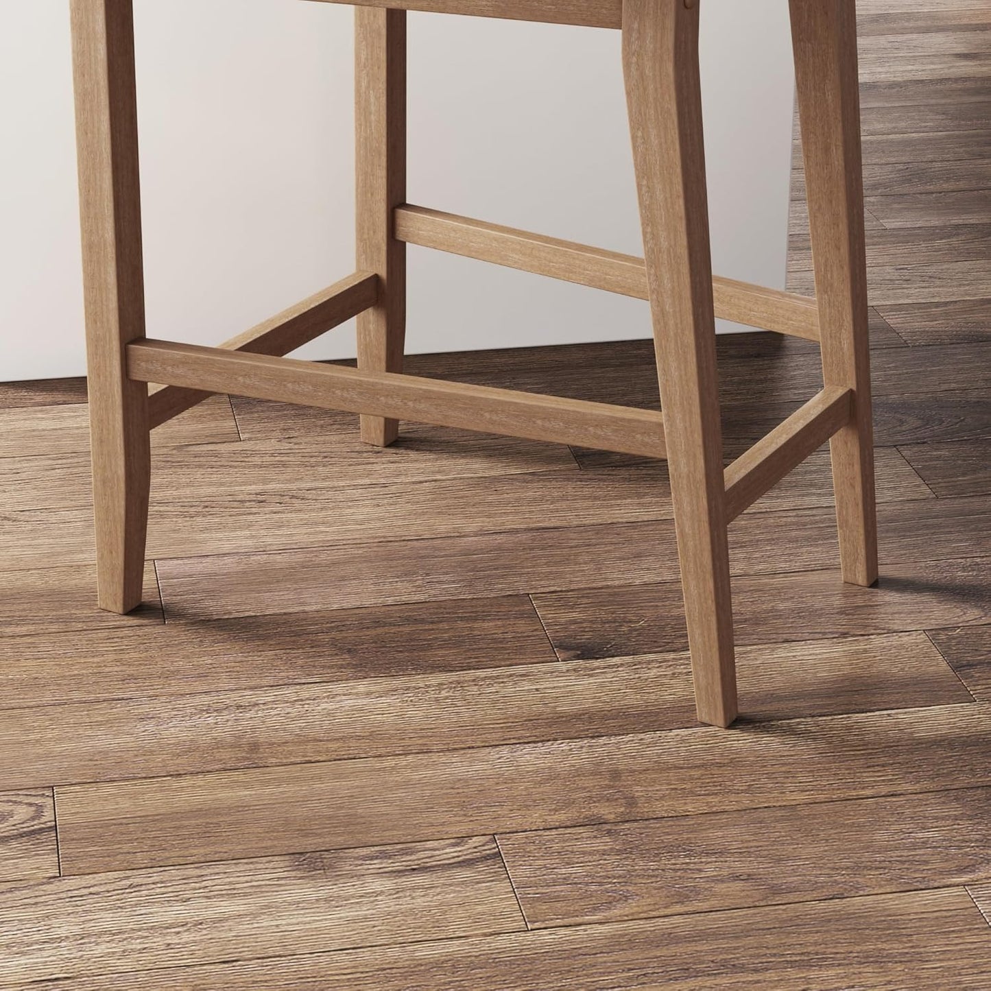 Gracie Modern Counter Height Bar Stool with Back, Counter Stool Upholstered Chair with Natural Flax White Fabric and Brushed Light Brown Wooden Legs, Natural Flax/Brown