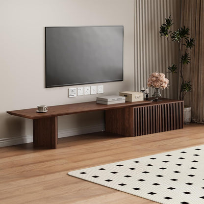 Extendable TV Stand with Storage and Shelves, Wood Entertainment Center for 55+ Inch TV, Modern TV Console, Minimalist Media Console for Living Room, Bedroom-Walnut (Extendable: 78.7"-110")