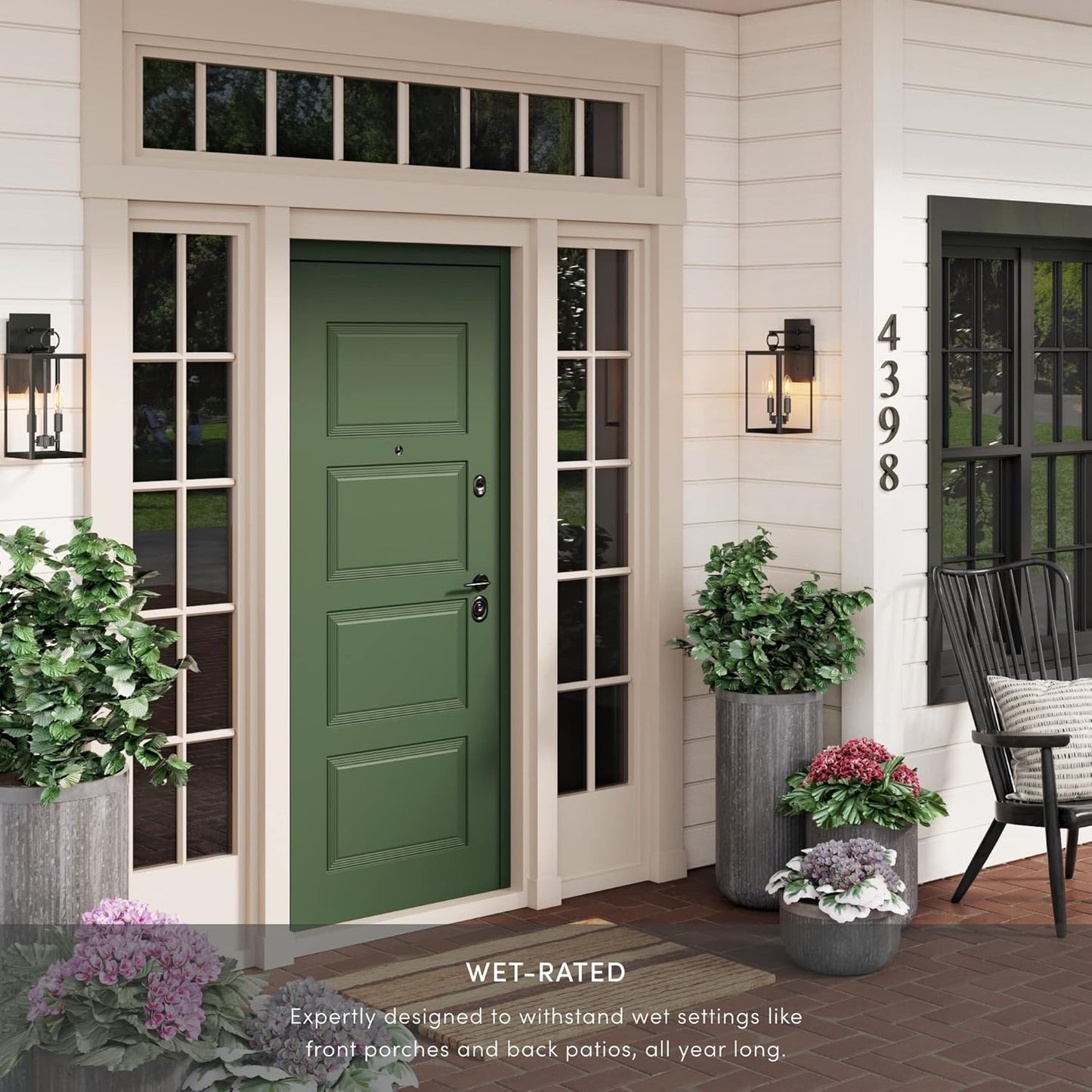 Ferris Outdoor Black Wall Sconce Light Fixture, Porch Lantern for Exterior with Iron Frame and Clear Glass Shade, Black/Clear