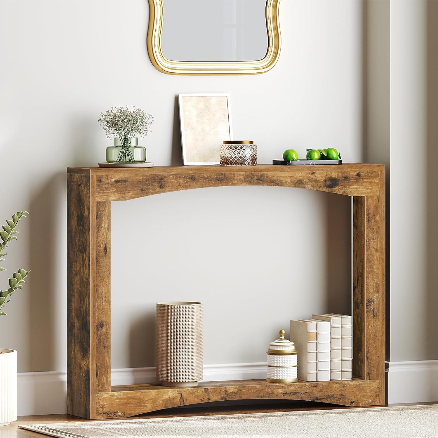 Narrow Console Table, 5.9'' Thin Entryway Table, behind Couch Table for Small Spaces, Small Farmhouse Hallway Table, for Living Room, Hallway, Foyer, Rustic Brown CT19RR