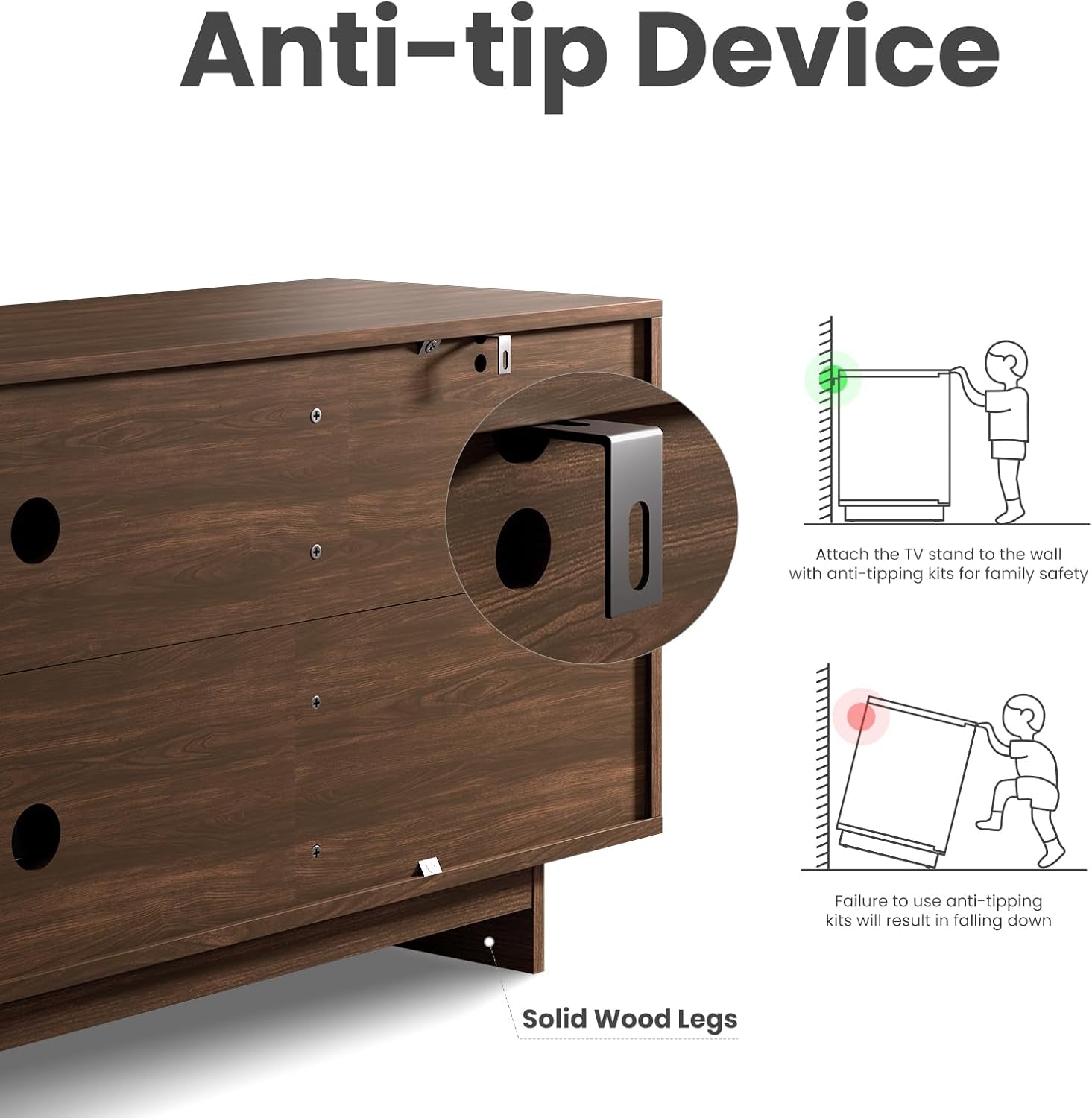 TV Stand with Two Doors, Entertainment Center 59" with Adjustable Shelves and Storage, Mid-Century Modern TV Stand for 50/55/65 Inch TV, Media Console Cabinet for Living Room, Bedroom Walnut