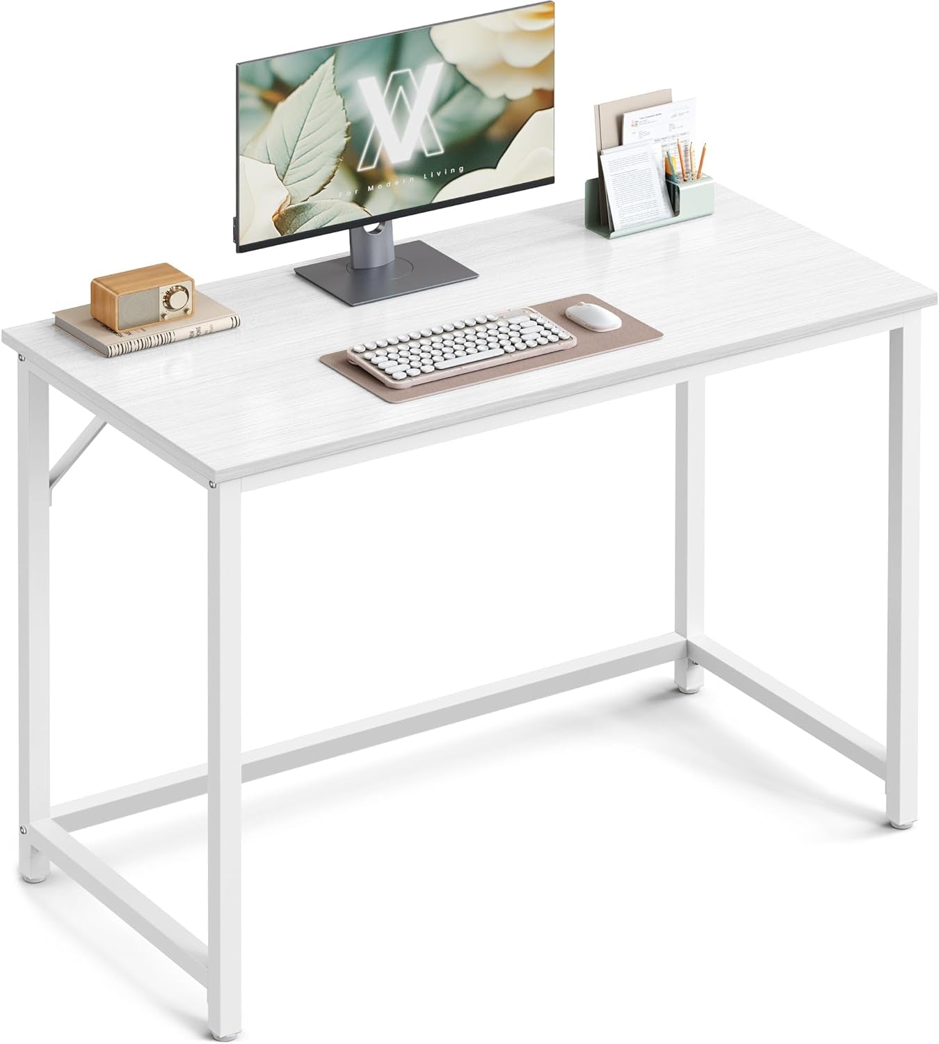 Computer Desk, Office Work Desk, 19.7 X 39.4 X 29.9 Inches, for Study, Bedroom, Home Office, Living Room, Maple White and Cloud White ULWD041W44
