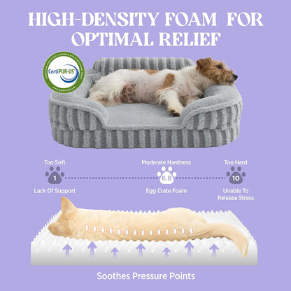 Cute Dog Bed Medium Size Dog, Orthopedic Waterproof Medium Pet Beds with Sides, High Back Non-Slip Bottom and Egg-Crate Foam Pet Couch Sofa with Washable Removable Cover, Grey