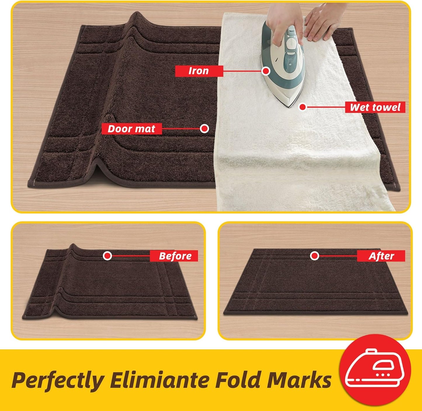 Entryway Rugs Doormat 32"X48", Non-Slip Dirt Trapper Door Mats Indoor, Washable Absorbent and Stain Resist Welcome Floor Mat for Front Door, Dog Door Mat, Muddy Wet Shoes & Paws, Brown