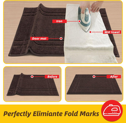 Entryway Rugs Doormat 32"X48", Non-Slip Dirt Trapper Door Mats Indoor, Washable Absorbent and Stain Resist Welcome Floor Mat for Front Door, Dog Door Mat, Muddy Wet Shoes & Paws, Brown
